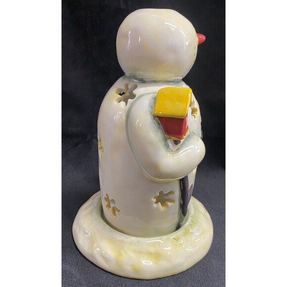 Twilight Snowman Votive Holder 7” Christmas Winter Decor Mary Beth Baxter #7063 - Picture 2 of 8